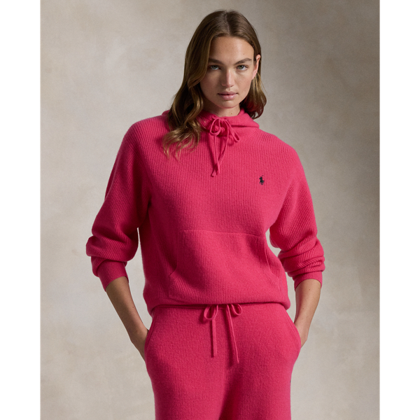 Wild Raspberry Pink Pony Washable Cashmere Hoodie Polo Ralph Lauren 1