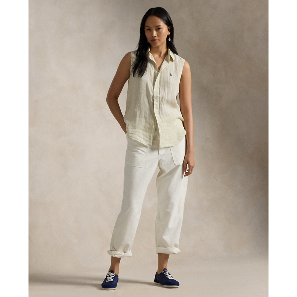 Basic Sand Linen Sleeveless Shirt Polo Ralph Lauren 3