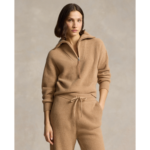 Cashmere Wool Half Zip Sweater