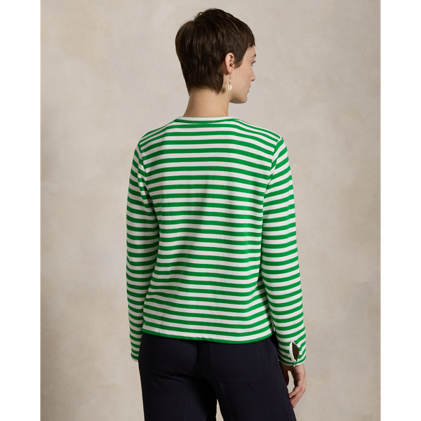 売れ筋商品|||ラルフローレン ニット&セーター レディース アウター STRIPED FRENCH TERRY CARDIGAN - Cardigan - preppy green/white s7-AI211942806002_alternate3?$