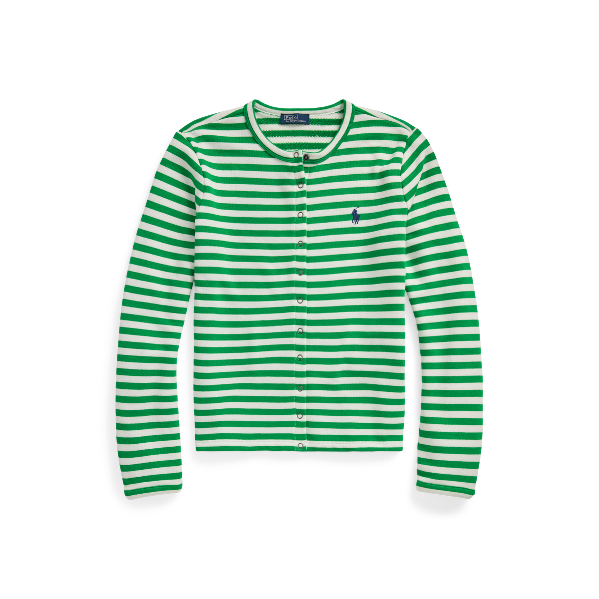 売れ筋商品|||ラルフローレン ニット&セーター レディース アウター STRIPED FRENCH TERRY CARDIGAN - Cardigan - preppy green/white Striped French Terry Cardigan