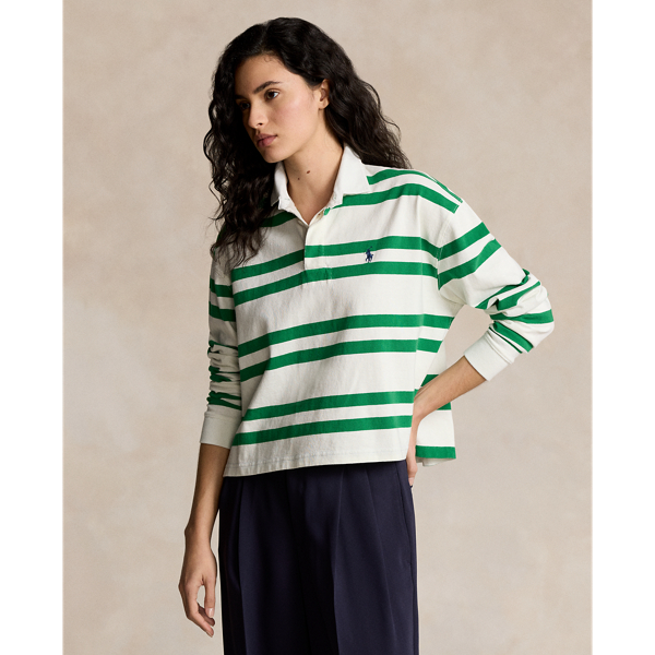 Striped Cropped Jersey Rugby Shirt