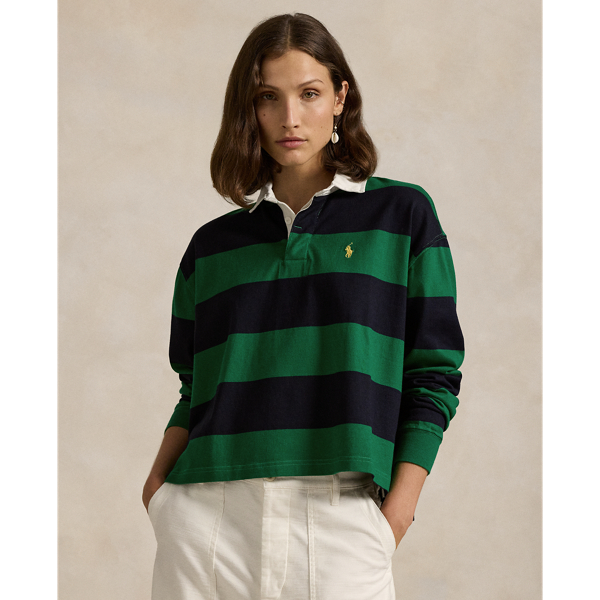 Striped Cropped Jersey Rugby Shirt for Women Ralph Lauren PT