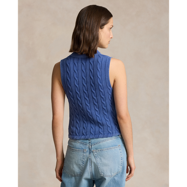 Blue Yacht Cable-Knit Cropped Polo Shirt Polo Ralph Lauren 5