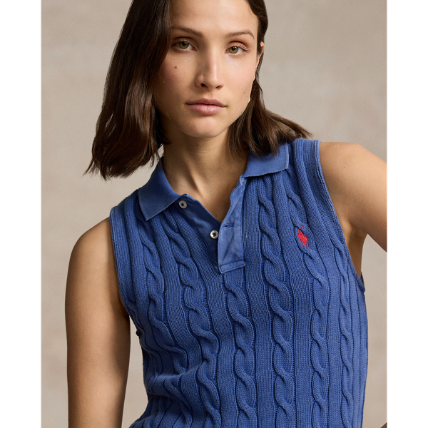 Blue Yacht Cable-Knit Cropped Polo Shirt Polo Ralph Lauren 6