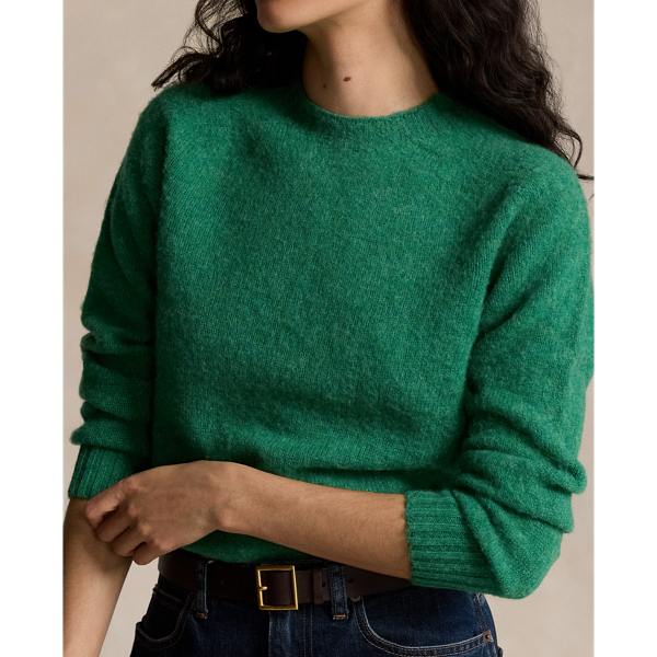 Shetland Green Wool Crewneck Jumper Polo Ralph Lauren 6