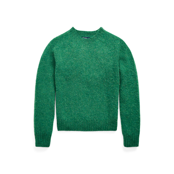 Shetland Green Wool Crewneck Jumper Polo Ralph Lauren 2