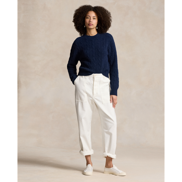 Navy Cable-Knit Wool-Blend Crewneck Sweater Polo Ralph Lauren 4