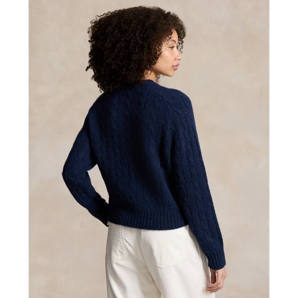 Navy Cable-Knit Wool-Blend Crewneck Sweater Polo Ralph Lauren 5