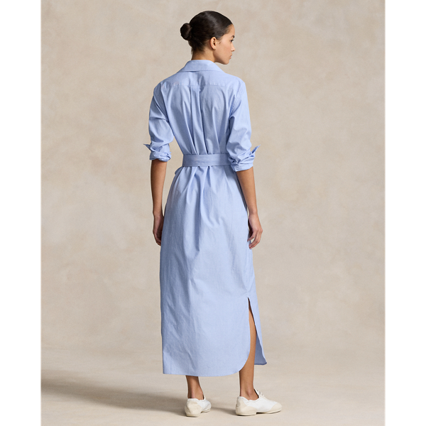 Classic Medium Blue Cotton Poplin Belted Shirtdress Polo Ralph Lauren 5