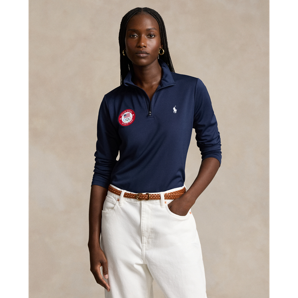 Refined Navy Team USA Micro-Dot Mesh Quarter-Zip Polo Ralph Lauren for fall 1