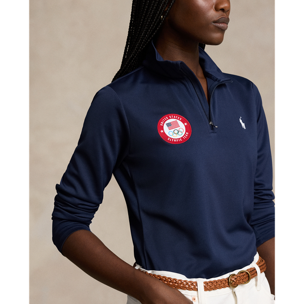 Refined Navy Team USA Micro-Dot Mesh Quarter-Zip Polo Ralph Lauren for fall 6