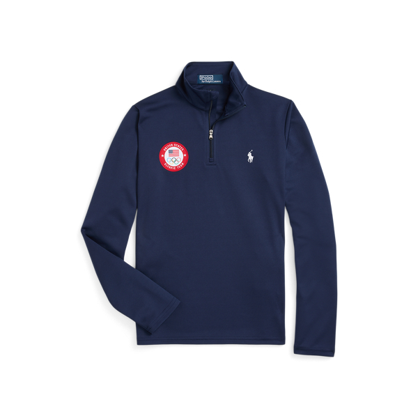 Refined Navy Team USA Micro-Dot Mesh Quarter-Zip Polo Ralph Lauren for fall 2