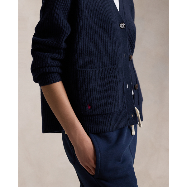 Wool Cashmere V Neck Cardigan