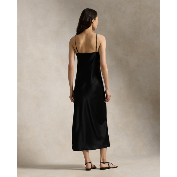 POLO RALPH LAUREN サテンミティスリッフトレス 211945782 003 Satin Midi Slip Dress for Women | Ralph Lauren® BR