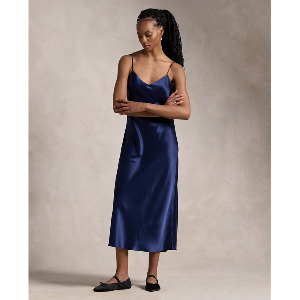 Newport Navy Satin Midi Slip Dress Polo Ralph Lauren 1