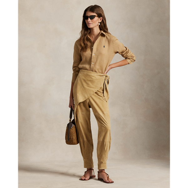 Cashew Suede Tapered Wrap Trouser Polo Ralph Lauren 1