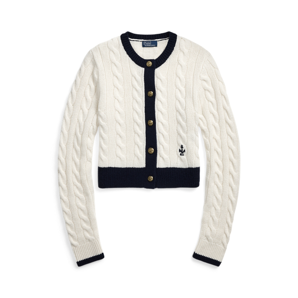 Anchor Logo Cable Cashmere Cardigan