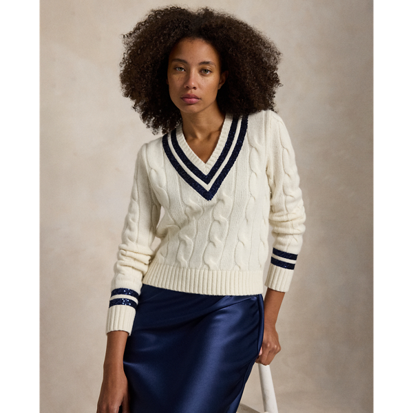 Sequined Wool-Cashmere Cricket Sweater