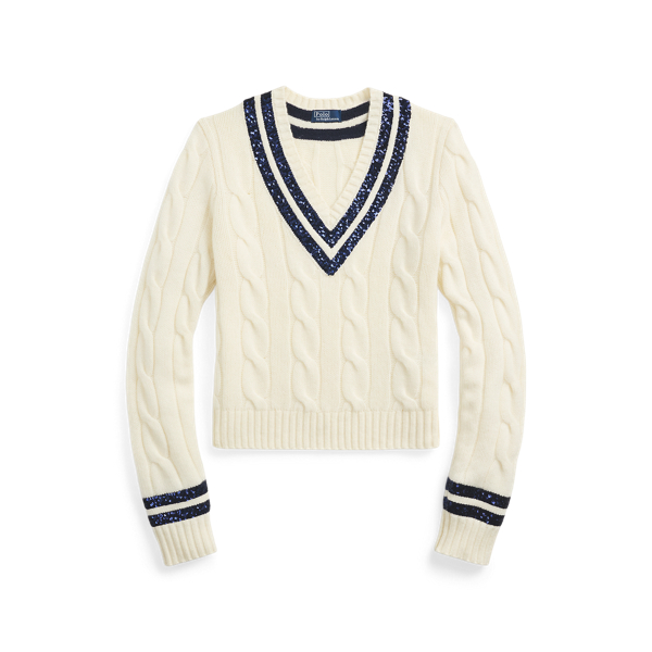 Sequined Wool-Cashmere Cricket Sweater