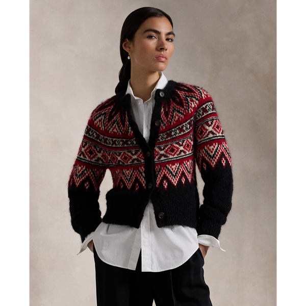 Black Multi Fair Isle Alpaca-Blend Cardigan Polo Ralph Lauren 1