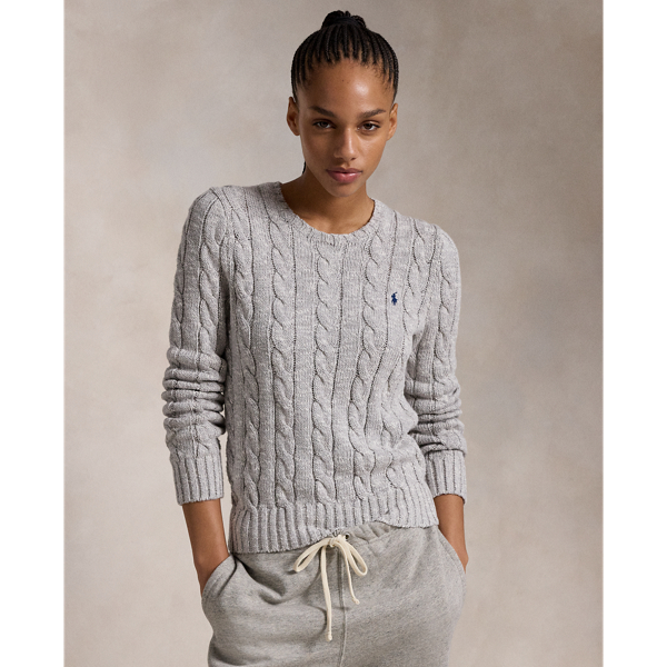 Cable Knit Ragg Cotton Crewneck Jumper for Women Ralph Lauren UZ