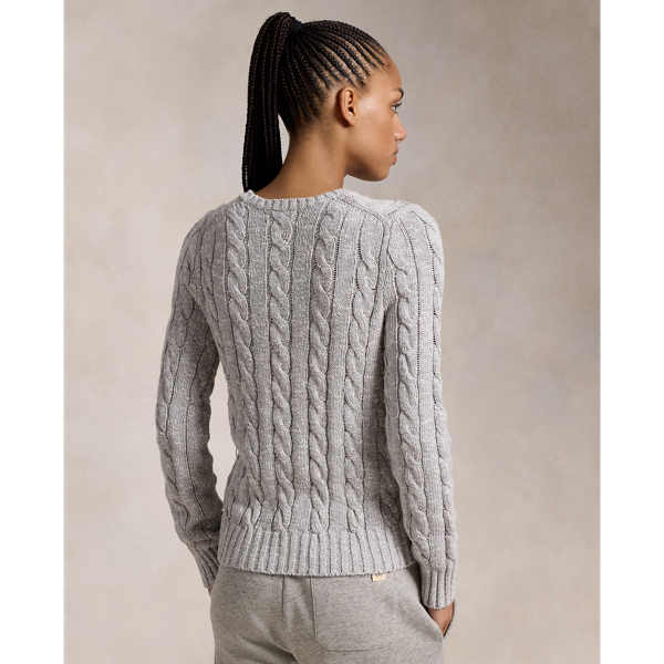 Cable-Knit Ragg Cotton Crewneck Sweater