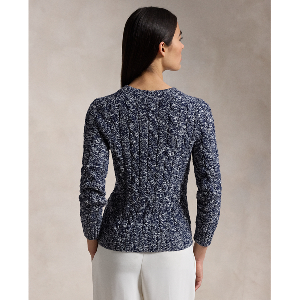 Cable-Knit Ragg Cotton Crewneck Sweater
