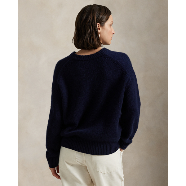 Hunter Navy Cashmere High V-Neck Sweater Polo Ralph Lauren 5