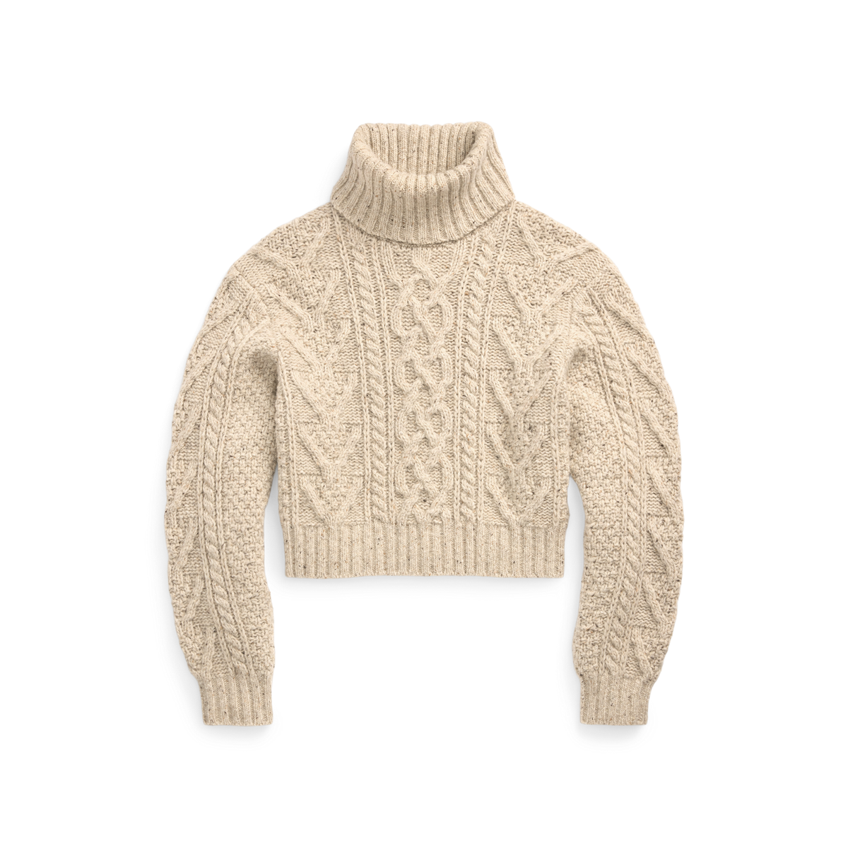 Aran-Knit Merino Wool Turtleneck