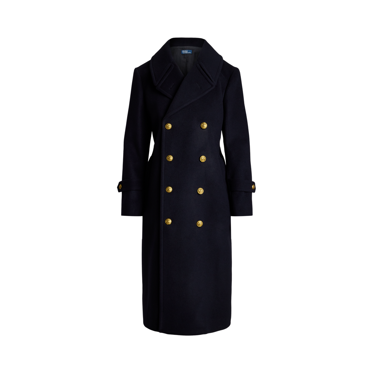 Ralph on sale Lauren black woolen long coat with wool collar