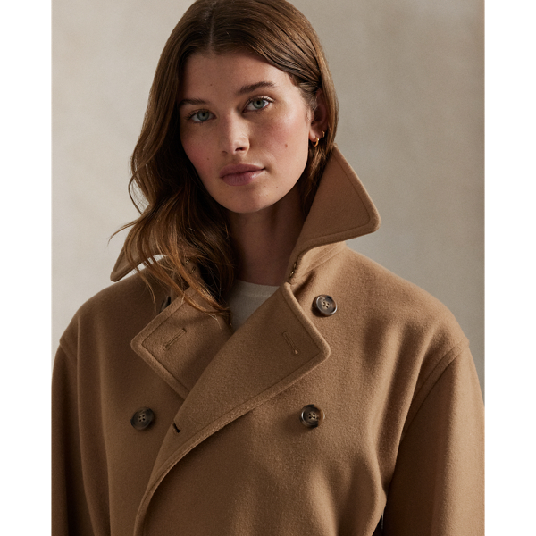 Italian melton short trench coat best sale