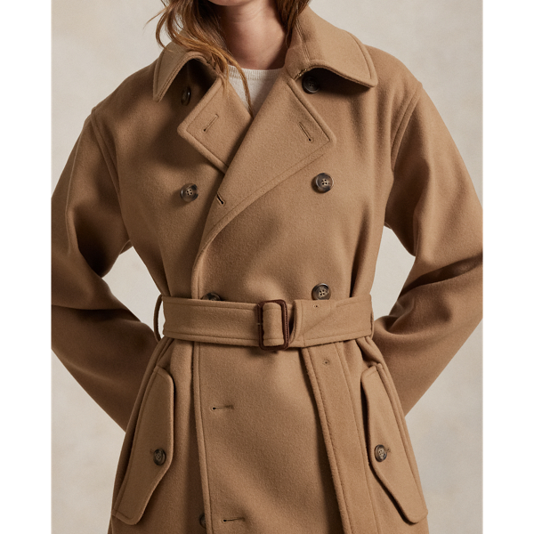 Italian melton short trench coat best sale