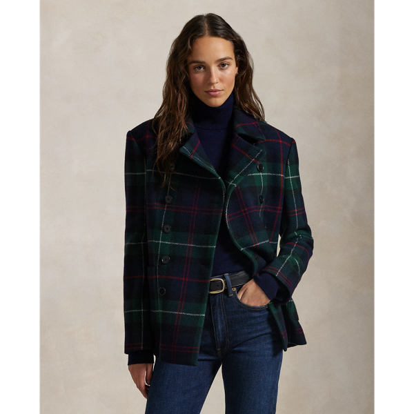 Plaid Tweed Double Breasted Jacket