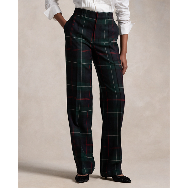 Plaid Wool Relaxed Straight Pant