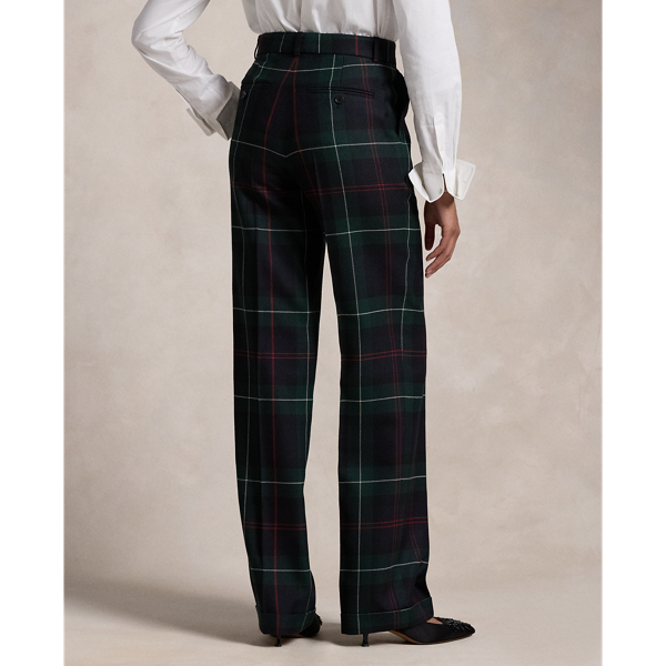 Plaid Wool Relaxed Straight Trouser