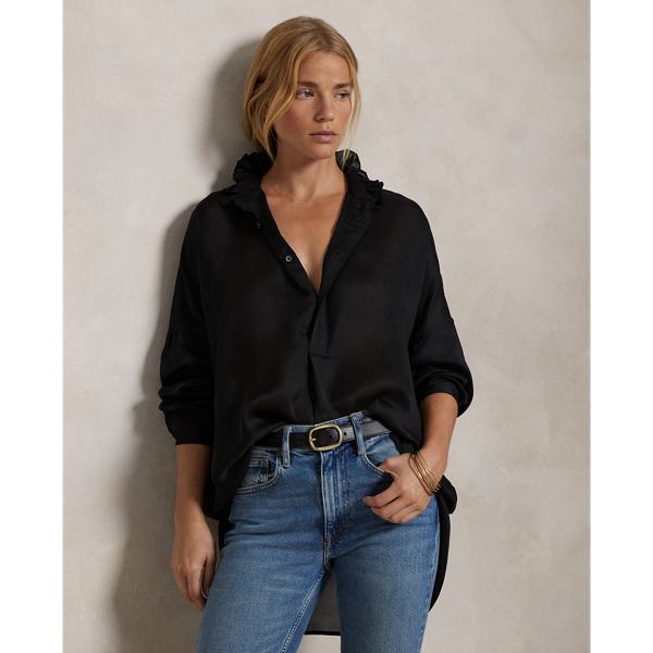 Polo Black Ruffled-Collar Blouse Polo Ralph Lauren 1