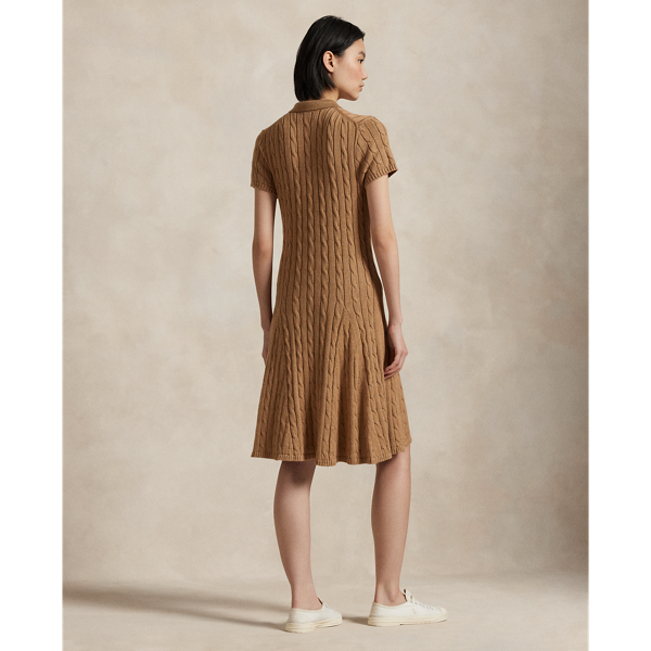 Kurzarm-Baumwollkleid mit Zopfmuster Polo Ralph Lauren in Collection-Kamel meliert 4