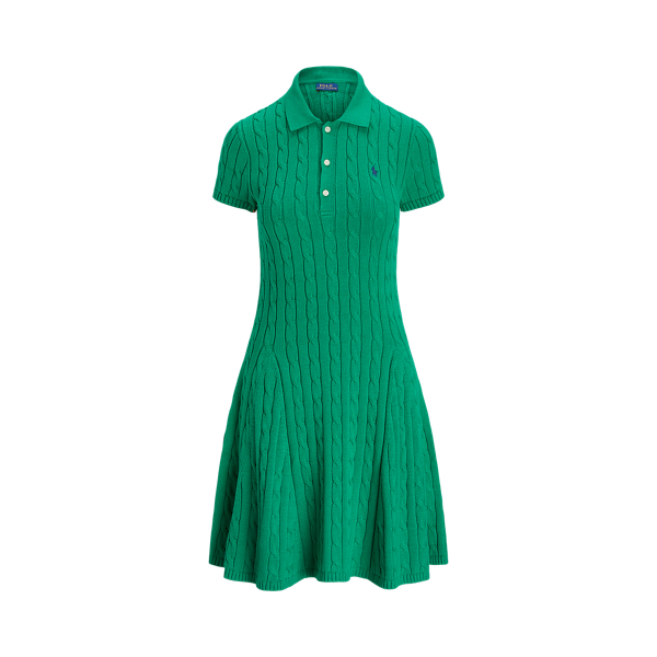 Cable-Knit Cotton Short-Sleeve Dress 