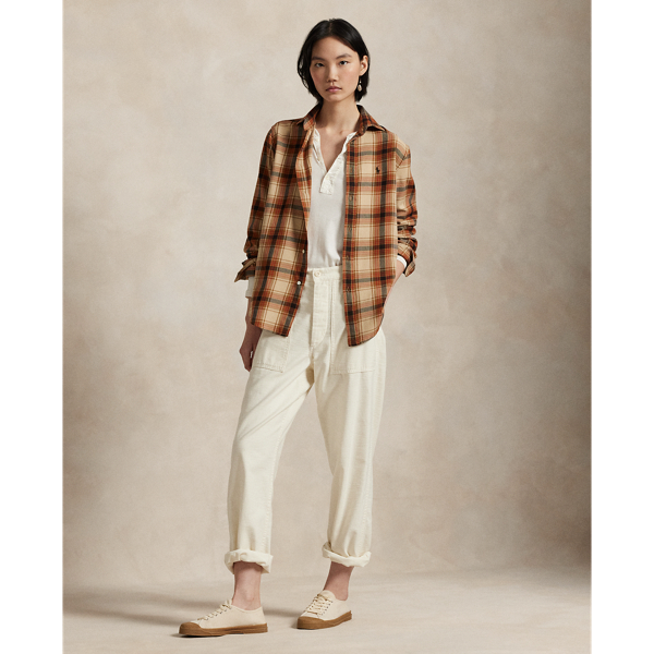 Tan Multi Plaid Relaxed Fit Plaid Cotton Twill Shirt Polo Ralph Lauren 3