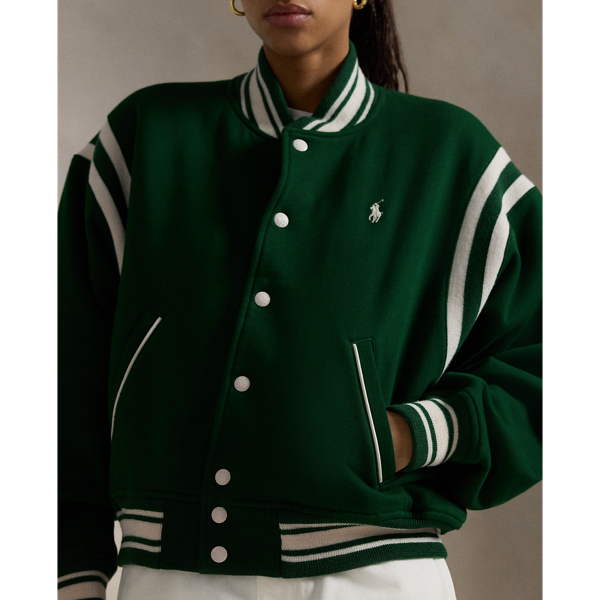 Logo Fleece Baseball Jacket for Women Ralph Lauren UK