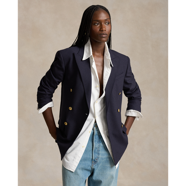 Navy Double-Breasted Wool-Blend Blazer Polo Ralph Lauren 1