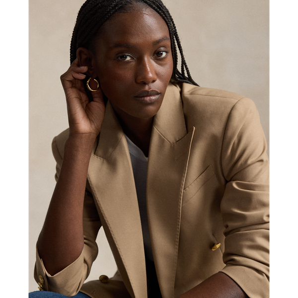 Camel Double-Breasted Wool-Blend Blazer Polo Ralph Lauren 6