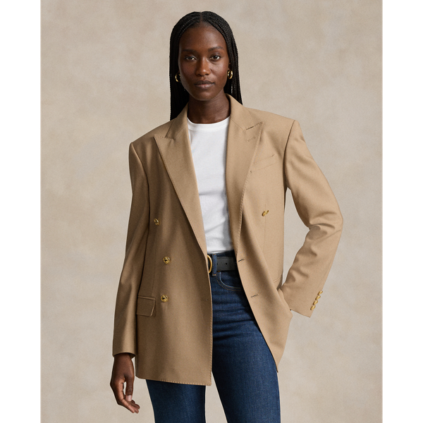 Camel Double-Breasted Wool-Blend Blazer Polo Ralph Lauren 8