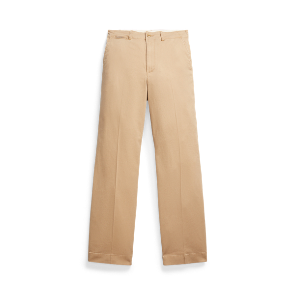 Stretch Cotton Twill Wide-Leg Trouser