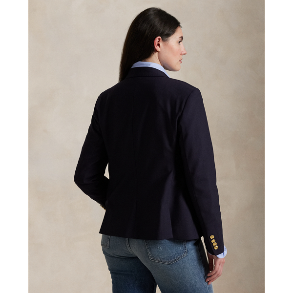 Zweireihiger kurzer Stretchwollblazer