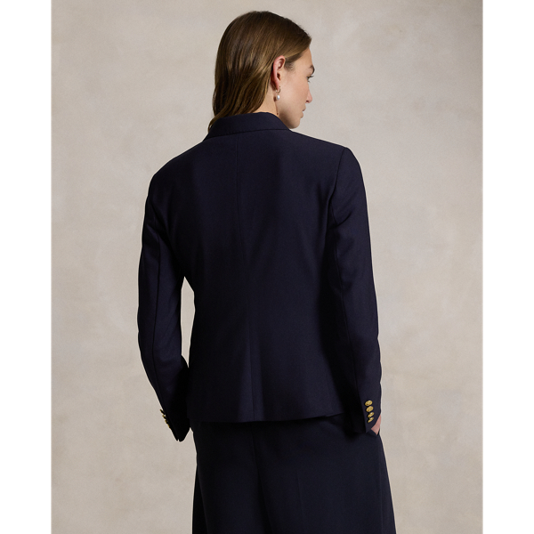 Zweireihiger kurzer Stretchwollblazer