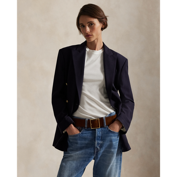 Double-Breasted Stretch Wool Blazer