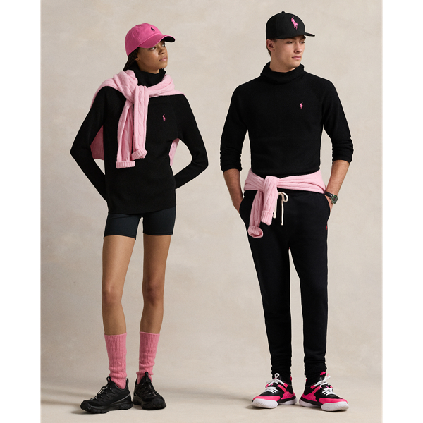 Polo Black Pink Pony Worsted Wool Snood Pullover Polo Ralph Lauren 1