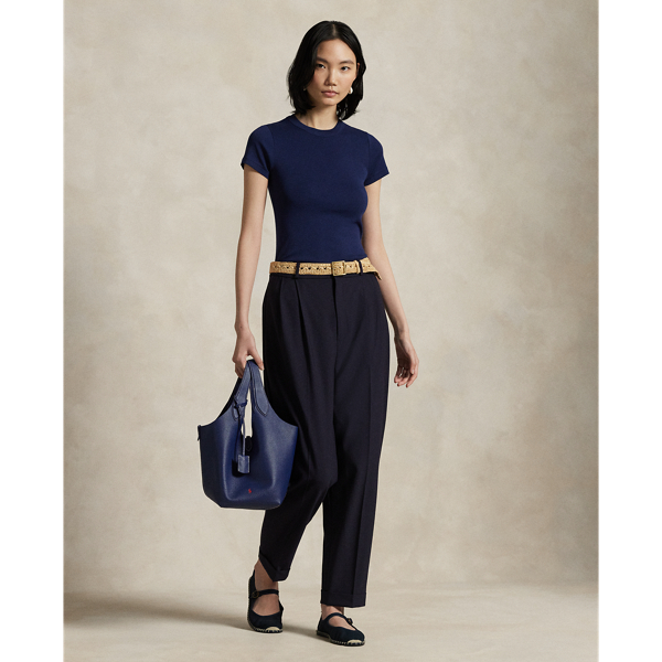 Navy Pleated Wool-Blend Tapered Trouser Polo Ralph Lauren 1